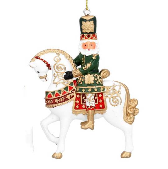 Resin Nutcracker Soldier on Horse, Green Jacket 11cm *ETA Nov